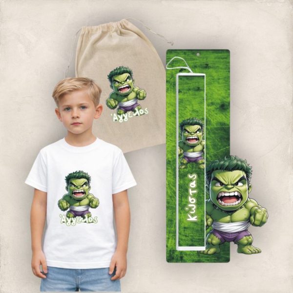 Πασχαλινός Σάκος Hulk Μωρό με Λαμπάδα και Μπλουζάκι
