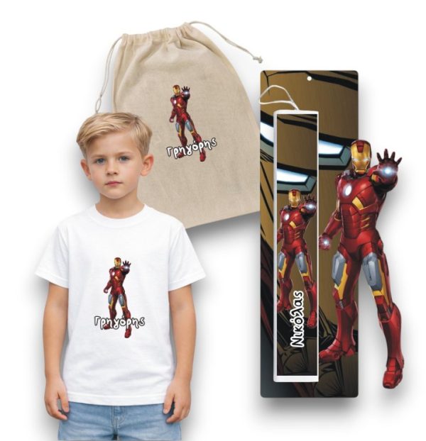 Πασχαλινός Σάκος Iron Man με Λαμπάδα και Μπλουζάκι