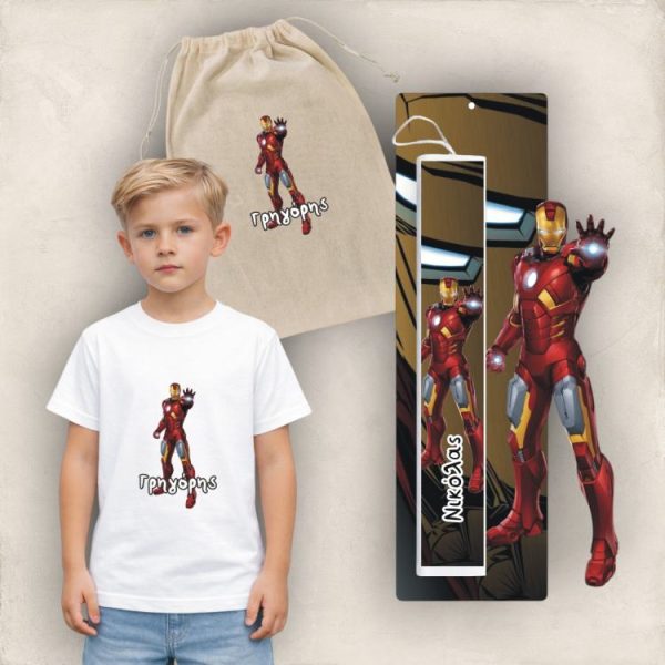 Πασχαλινός Σάκος Iron Man με Λαμπάδα και Μπλουζάκι