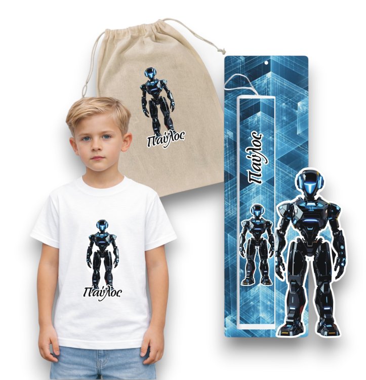 Πασχαλινός Σάκος Robot με Λαμπάδα και Μπλουζάκι