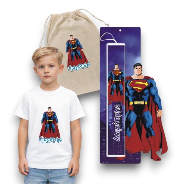 Πασχαλινός Σάκος Superman με Λαμπάδα και Μπλουζάκι