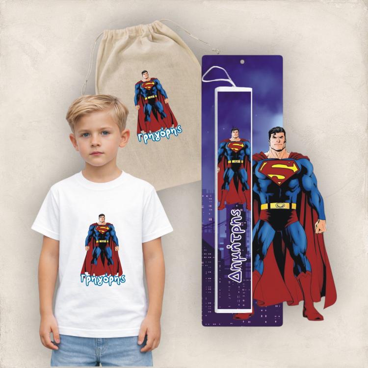 Πασχαλινός Σάκος Superman με Λαμπάδα και Μπλουζάκι