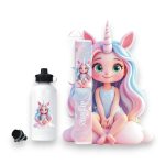 Σετ Πασχαλινή Λαμπάδα και Παγούρι Cloud Unicorn Girl με Όνομα - Περίγραμμα