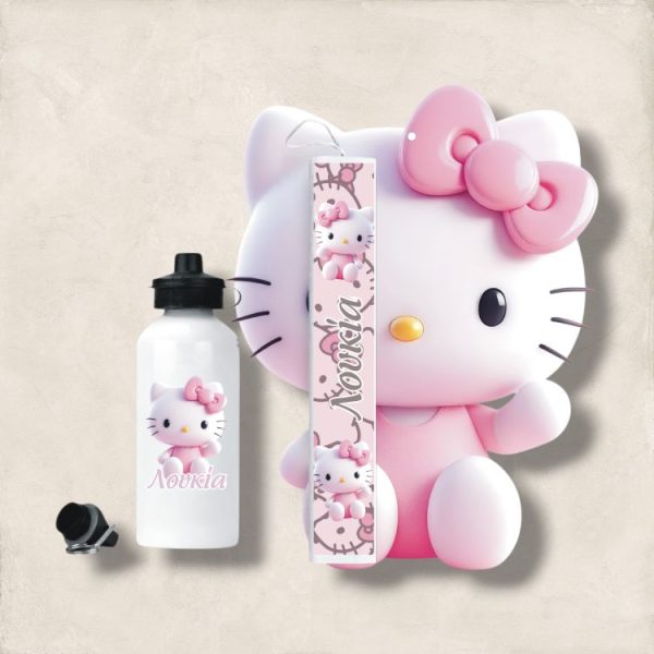 Σετ Πασχαλινή Λαμπάδα και Παγούρι Hello Kitty με Όνομα - Περίγραμμα Σετ Πασχαλινή Λαμπάδα και Παγούρι Hello Kitty με Όνομα - Περίγραμμα