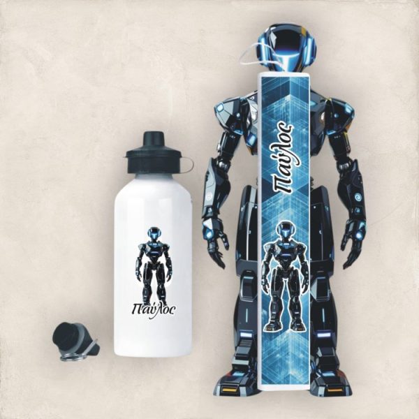 Σετ Πασχαλινή Λαμπάδα και Παγούρι Robot με Όνομα - Περίγραμμα Σετ Πασχαλινή Λαμπάδα και Παγούρι Robot με Όνομα - Περίγραμμα