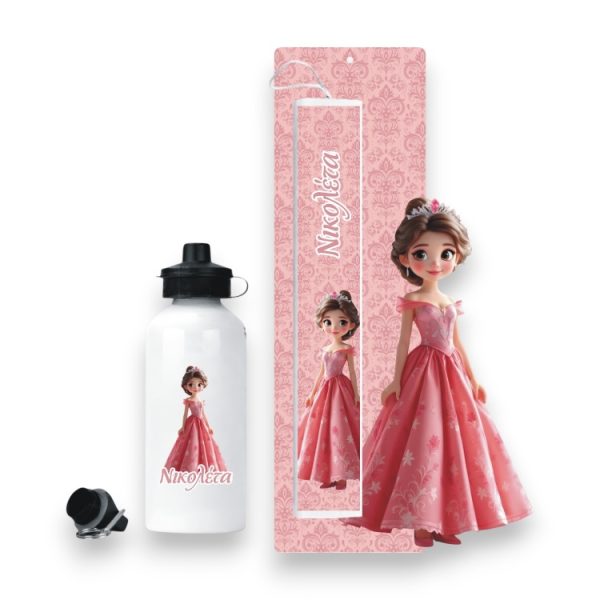 Σετ Πασχαλινή Λαμπάδα και Παγούρι Rose Princess με Όνομα
