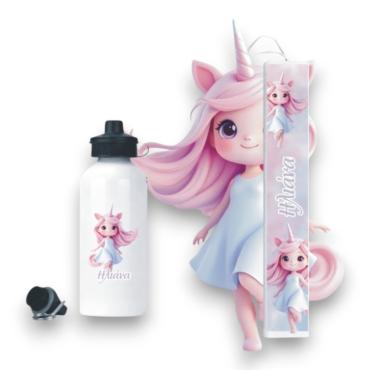 Σετ Πασχαλινή Λαμπάδα και Παγούρι Unicorn Baby Girl με Όνομα - Περίγραμμα