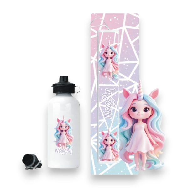 Σετ Πασχαλινή Λαμπάδα και Παγούρι Unicorn Girl με Όνομα