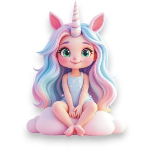 Ξύλινο Έγχρωμο Στοιχείο Cloud Unicorn Girl