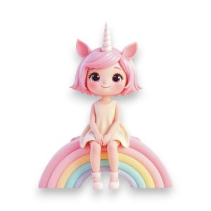 Ξύλινο Έγχρωμο Στοιχείο Rainbow Unicorn Girl