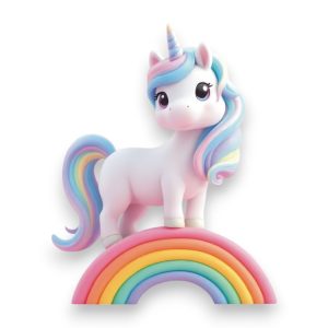 Ξύλινο Έγχρωμο Στοιχείο Rainbow Unicorn Μονόκερος