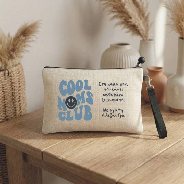 Δώρο Γιορτή Μητέρας Λινό Τσαντάκι Cool Moms Club με Αφιέρωση