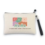 Δώρο Γιορτή Μητέρας Λινό Τσαντάκι Retro Floral με Αφιέρωση