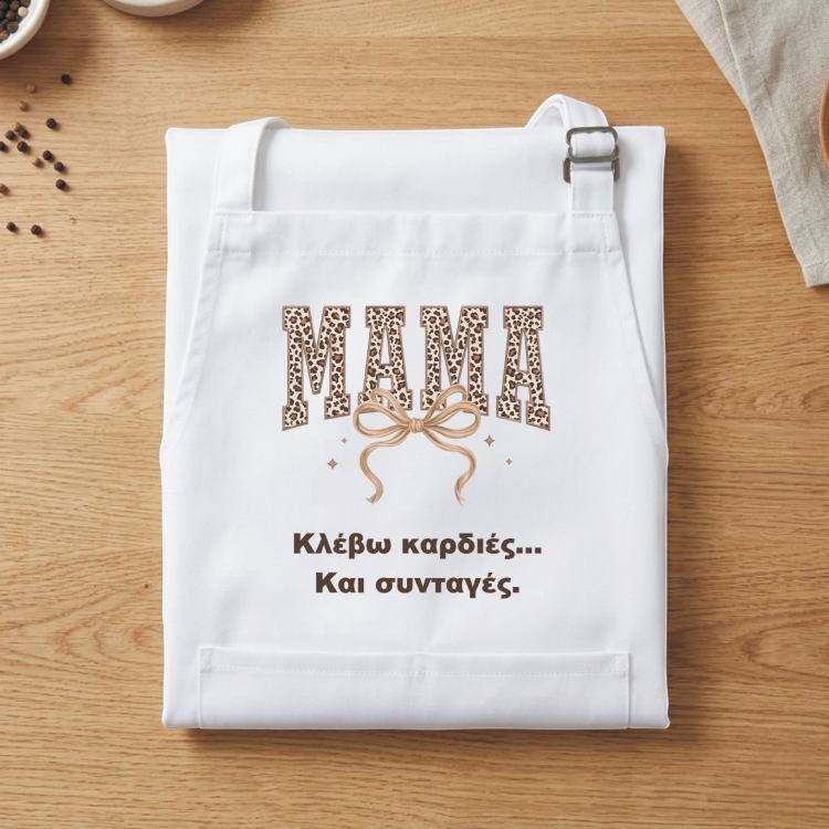 Δώρο Γιορτή Μητέρας Ποδιά Leopard Μαμά με Αφιέρωση