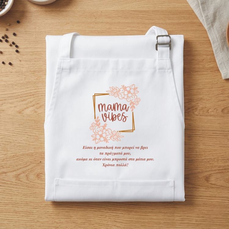 Δώρο Γιορτή Μητέρας Ποδιά Mama Vibes με Αφιέρωση