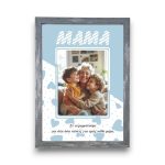 Κορνίζα Γιορτή Μητέρας Μπλε Καρδιές Με Φωτογραφία και Αφιέρωση