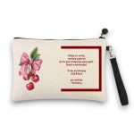 Δώρο για Δασκάλα Λινό Τσαντάκι Cherry Bow με Αφιέρωση