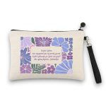 Δώρο για Δασκάλα Λινό Τσαντάκι Purple Floral με Αφιέρωση