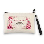 Δώρο για Δασκάλα Λινό Τσαντάκι Pink Flowers με Αφιέρωση