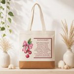 Δώρο για Δασκάλα Τσάντα Φελλός Cherry Bow με Ονόματα Μαθητών