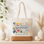 Δώρο για Δασκάλα Τσάντα Φελλός Floral Lines με Αφιέρωση