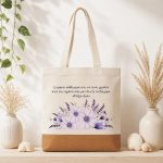 Δώρο για Δασκάλα Τσάντα Φελλός Μωβ Floral με Αφιέρωση