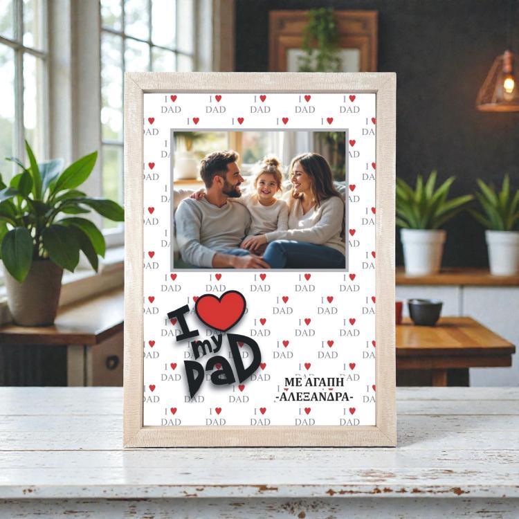 Κορνίζα Γιορτή Πατέρα Love my Dad Με Φωτογραφία και Αφιέρωση