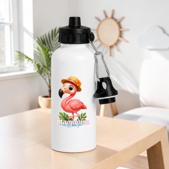 Μεταλλικό Παγούρι με Εκτύπωση Flamingo με Όνομα