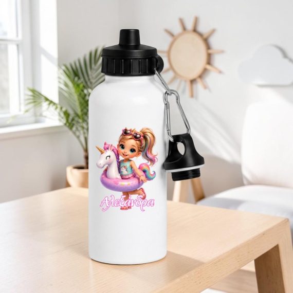 Μεταλλικό Παγούρι με Εκτύπωση Μονόκερος Σαμπρέλα με Όνομα
