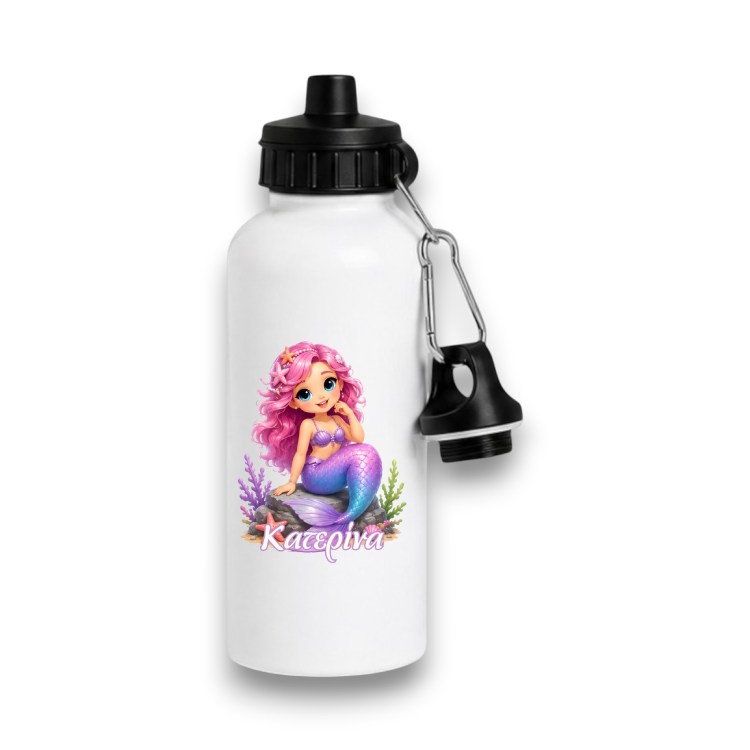 Μεταλλικό Παγούρι με Εκτύπωση Pink Mermaid με Όνομα Μεταλλικό Παγούρι με Εκτύπωση Pink Mermaid με Όνομα