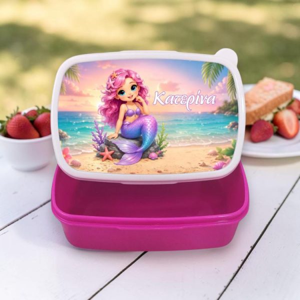 Σχολικό Δοχείο Φαγητού Pink Mermaid με Όνομα Σχολικό Δοχείο Φαγητού Pink Mermaid με Όνομα