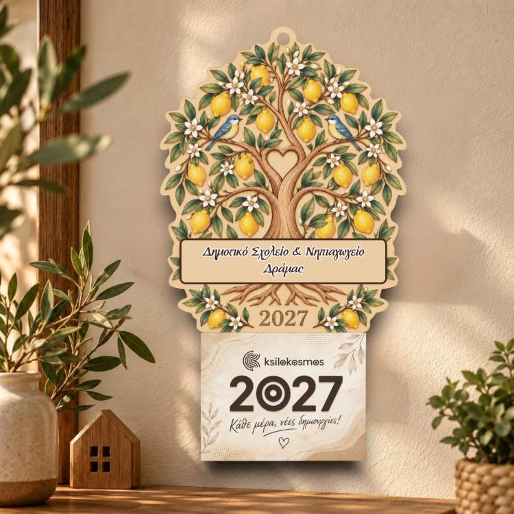 Ξύλινο Κρεμαστό Ημερολόγιο Δέντρο Λεμονιά