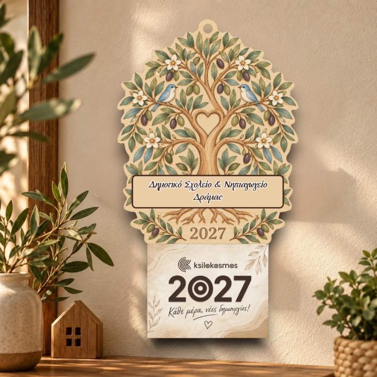 Ξύλινο Κρεμαστό Ημερολόγιο Σχέδιο Ελιά