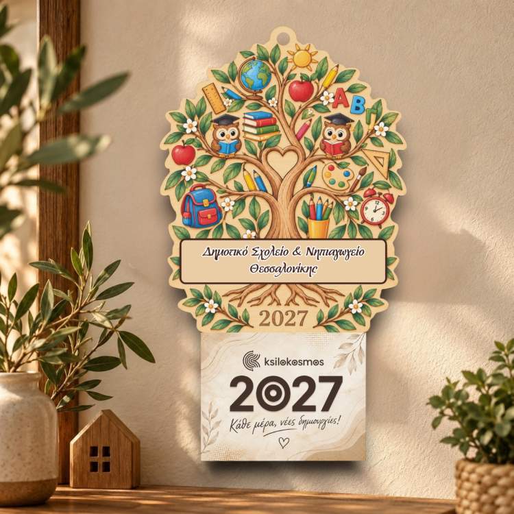 Ξύλινο Σχολικό Ημερολόγιο Δέντρο της Γνώσης
