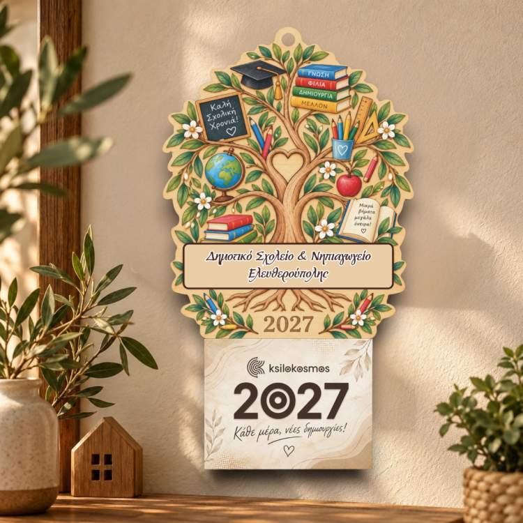 Ξύλινο Σχολικό Ημερολόγιο Δέντρο της Μάθησης
