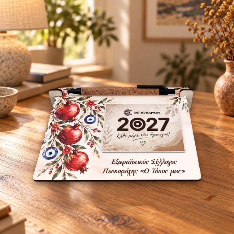 Ξύλινο Ημερολόγιο Γραφείου Ρόδια & Φυλακτά