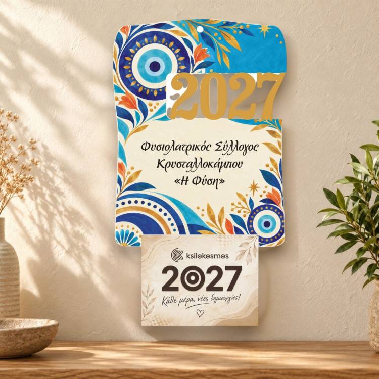 Ξύλινο Ημερολόγιο Τοίχου 2027 Μοντέρνο Μάτι