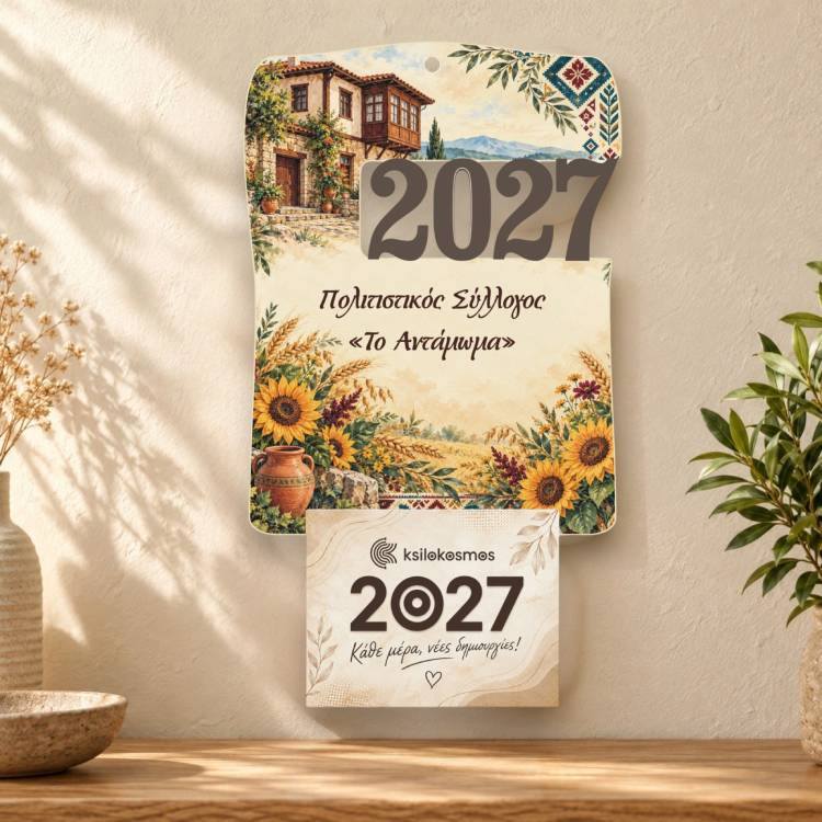 Ξύλινο Ημερολόγιο Τοίχου 2027 Παραδοσιακό Αρχοντικό Ξύλινο Ημερολόγιο Τοίχου 2027 Παραδοσιακό Αρχοντικό